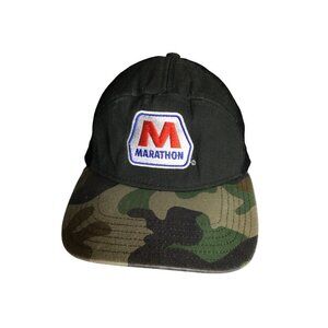 Vintage Marathon Snap Back Trucker Hat Red LBL X Outdoor Baseball Cap Camo